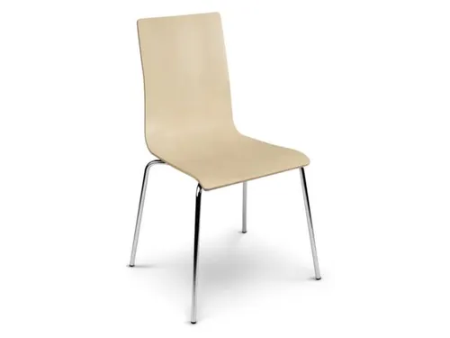 Houten Kuipstoel Frame V. Staalbuis Zitschaal Laminaat Esdoorn 4 Stuks
