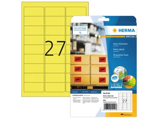 HERMA 5140 Gekleurde etiketten A4 63,5x29,6mm Neon Geel 540 stuks - 1