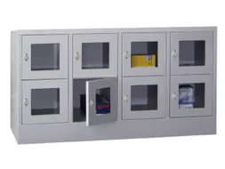lockerkast,HxBxD 855x1600x500mm,4x2vakken,RAL7035,front RAL3000