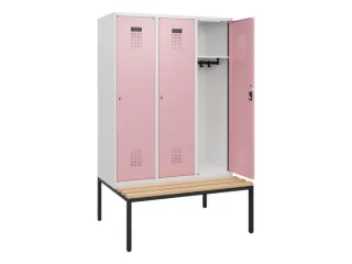 locker met bank,HxBxD 1950x1200x815mm,3vak,vak B 400mm,cilinderslot - 1
