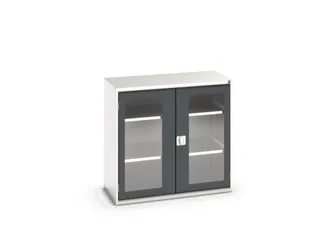 vitrinekast 1000x1050x550mm 2xStalen bodem romp RAL7035 front RAL7016 - 1