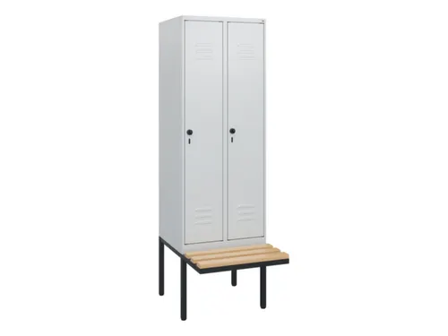 locker met bank,HxBxD 1950x600x815mm,2vak,vak B 300mm,draaigrendel