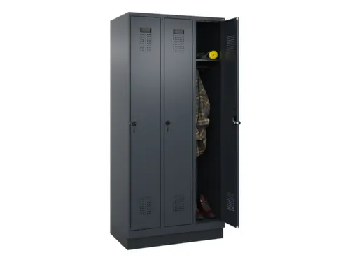 locker,HxBxD 1950x900x500mm,3vak,vak B 300mm,draaigrendel,sokkel