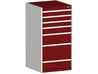 ladekast HxBxD 1200x650x650mm 7laden romp RAL7035 front RAL3004 - 1