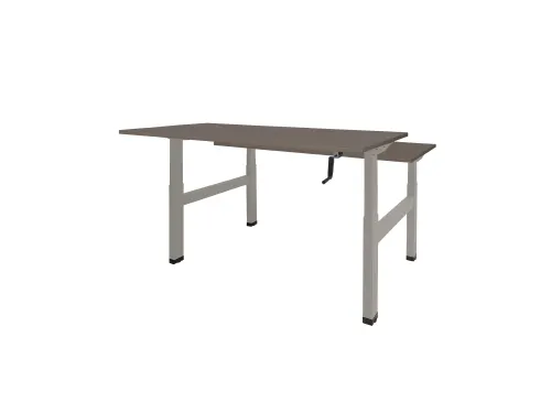 Dextro Slinger Duo zit/sta Bureau 180cm frame Alu blad Logan Eik