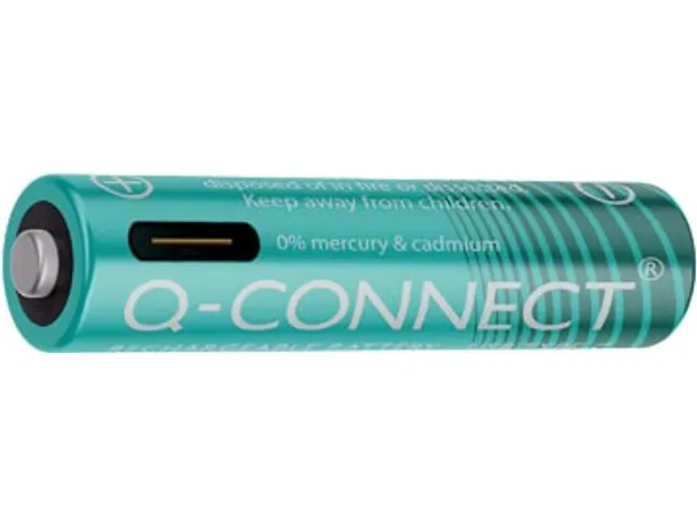 Q-CONNECT USB-C herlaadbare batterijen AAA, blister van 4 stuks