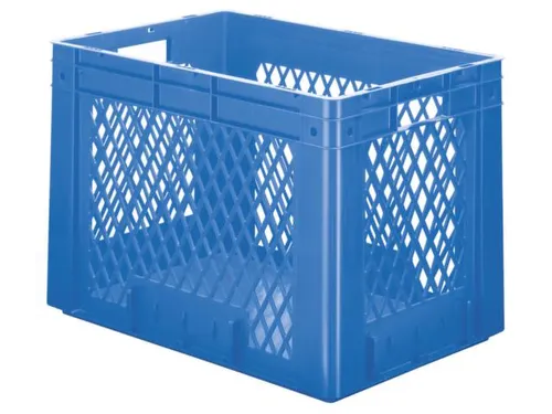 Euronorm Stapelkrat 420x600x400mm 80l Opengewerkt/Bodem Gesl. Blauw