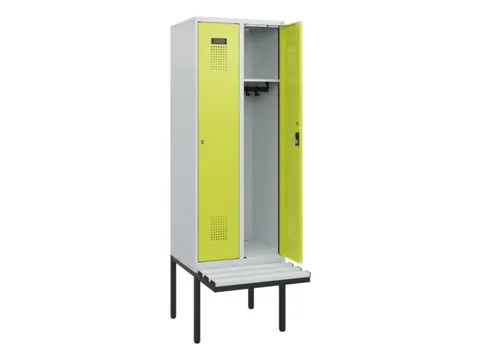 locker met bank,HxBxD 1950x600x815mm,2vak,vak B 300mm,cilinderslot