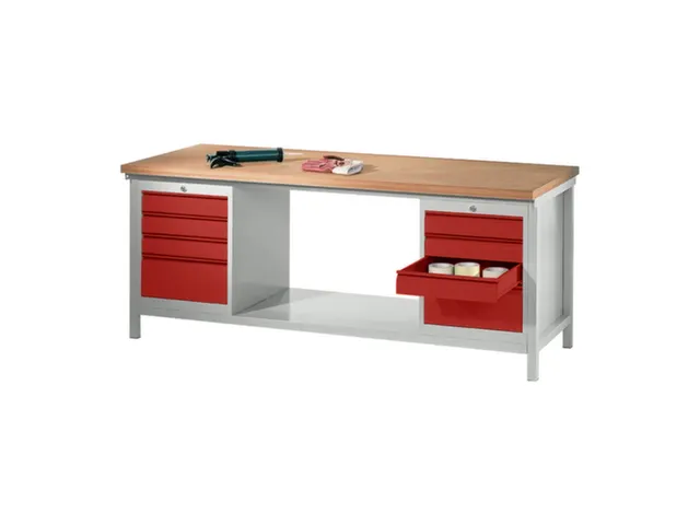 établi,HxlxP 900x2000x700mm,piètement/corps RAL7035,face avant RAL30