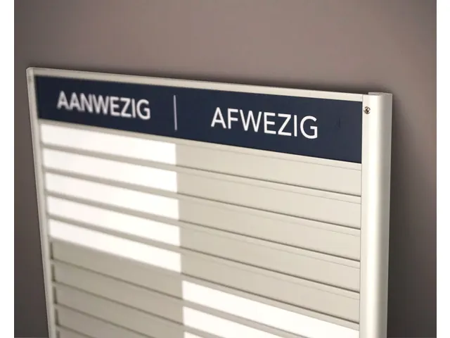 Menoor In-Uit bord 6 namen Aluminium Aanwezig/Afwezig Donkerblauw