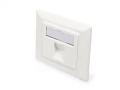 Frontplaat voor Keystone Jacks 1x RJ45 stofkap 80x80 + centrale plaat