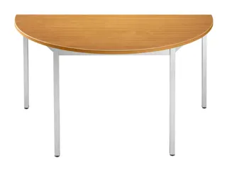 Tafel Halfrond 140x70 Cm Frame Aluminium Blad Kersenhout - 1
