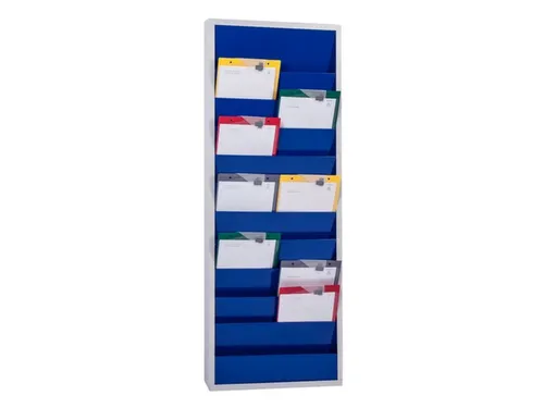 orderplanner,20vakken,HxBxD 1278x554x74mm,plank(en) plaatstaal,blauw