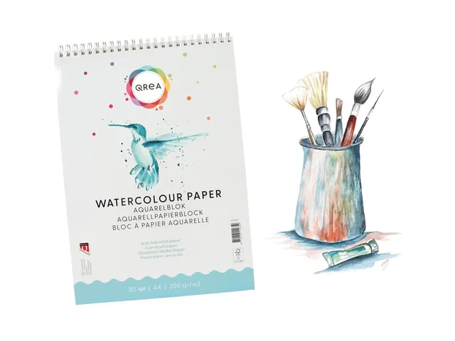Aquarelblok Qrea A4 20 vel 200gr spiraal
