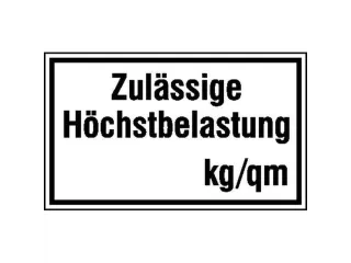 aanwijzingsbord,Toelaatbare maximumbelasting ... kg / m2 - 1