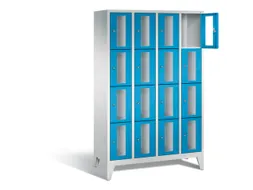Lockerkast 1850x1190x500mm 4x4 vakken Cilinderslot Poten, RAL5012