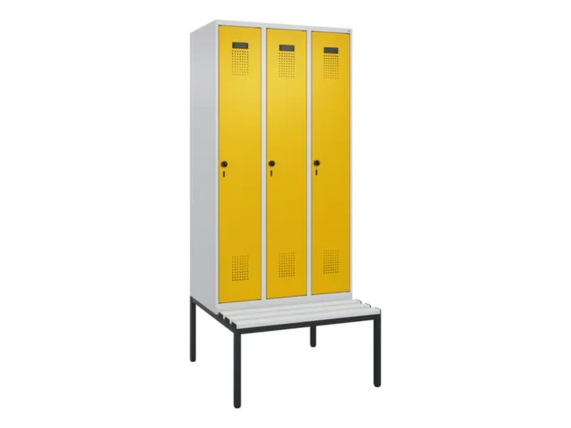 locker met bank,voor scheiding van kleding,HxBxD 2120x900x815mm,3vak