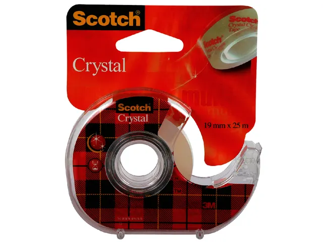 Ruban adhésif Scotch Crystal 600 25mx19mm transparent + dévidoir