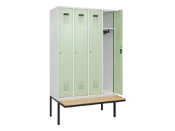 locker met bank,HxBxD 2120x1200x815mm,4vak,vak B 300mm,cilinderslot