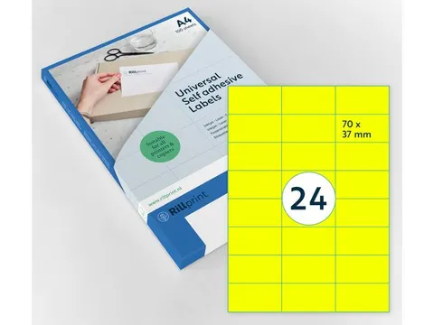 Gekleurde Etiketten 70x37mm Fluor Geel 42212