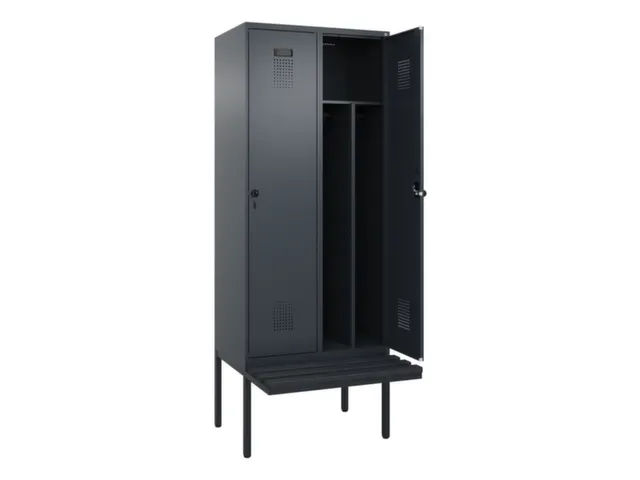 locker met bank,voor scheiding van kleding,HxBxD 2120x800x815mm,2vak