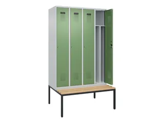 locker met bank,voor scheiding van kleding,HxBxD 2120x1200x815mm,4vak - 1