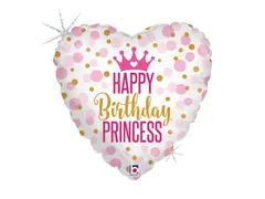 Folieballon Birthday prinses 45cm