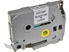 NEUTRAL Labeltape P-touch TZE-131S 12mmx4m Zwart Op Transparant