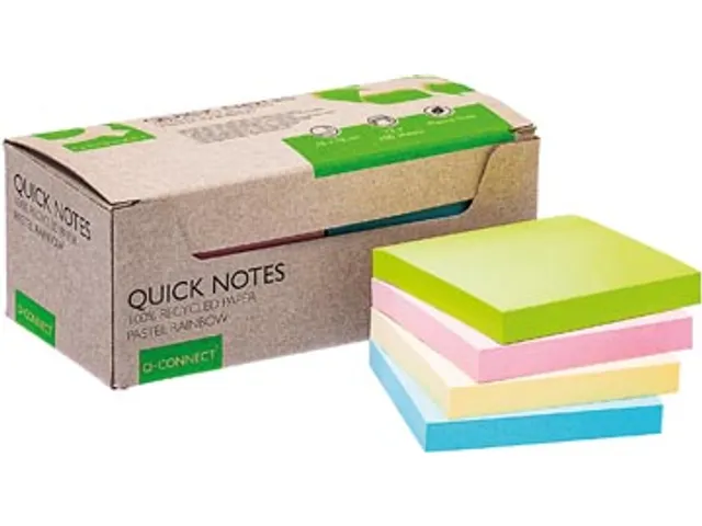 Sticky Notes Gerecycled 76x76mm Pastel Kleuren Doos à 12 stuks