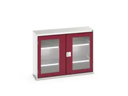vitrinekast 800x1050x350mm 2xStalen bodem romp RAL7035 front RAL3004