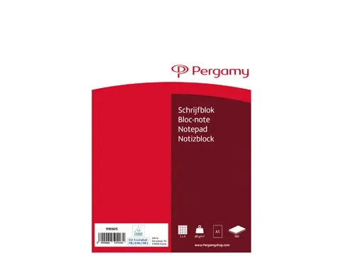 schrijfblok, 60 g/m², ft A5, 100 vel, geruit 5 mm