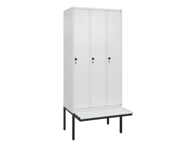 locker met bank,HxBxD 2120x900x815mm,3vak,vak B 300mm,draaigrendel