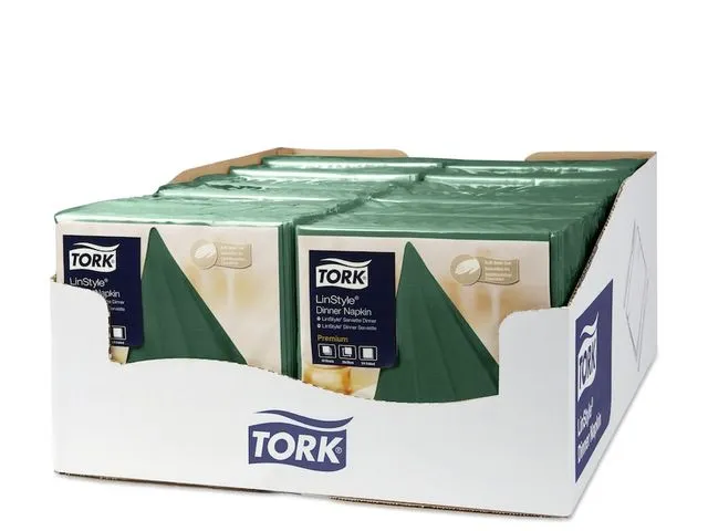 OUTLET Tork 478847 Premium Linstyle Dinnerservet Donkergroen 600 Stuks