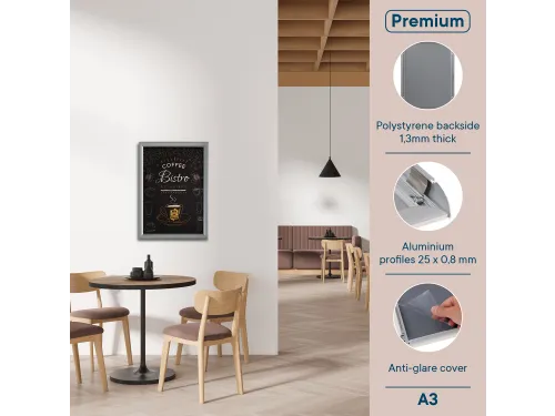 Europel Kliklijst Premium A3 25mm Zilver