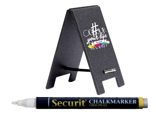 Krijtbord securit mini tafel 17x5cm set 5 stuks zwart