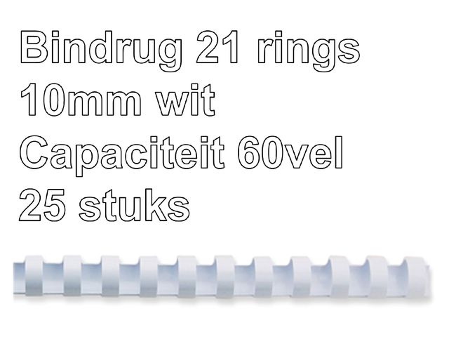 Bindrug Fellowes 10mm 21-rings A4 wit 25stuks | FellowesInbindmachine.nl