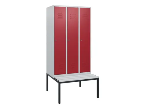 locker met bank,HxBxD 1950x900x815mm,3vak,vak B 300mm,cil.-slot