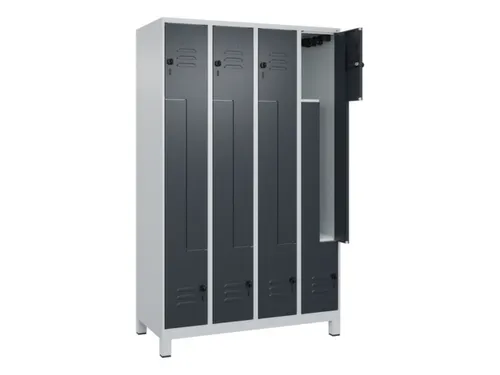 Z-garderobekast,HxBxD 1950x1200x500mm,vak B 150/300mm,draaigrendel