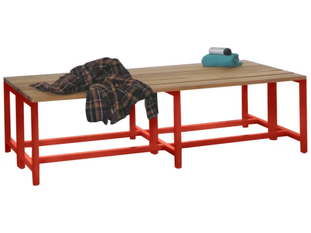 banc double,LxP 1500x740mm,barrettes en bois hêtre,piètement RAL3000