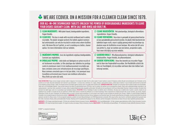 Vaatwastabletten Ecover All In One 68 stuks