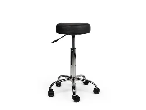 Tabouret kruk zwart standaard gasveer harde wielen