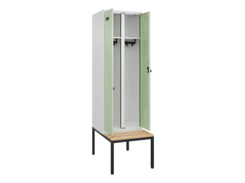 locker met bank,voor scheiding van kleding,HxBxD 2120x600x815mm,2vak