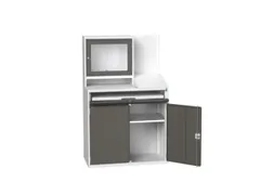 pc-kast monitorvak 1650x1050x550mm toetsenbordblad RAL7035+RAL7016