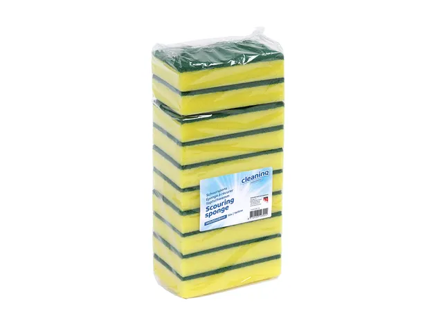 Eponge à récurer Cleaninq 140x90x28mm jaune/vert 10 pièces