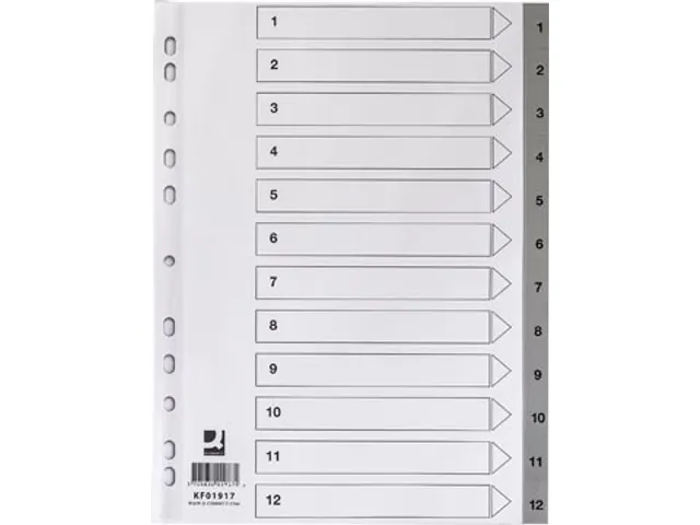 tabbladen 1-12 grijs A4 11-gaats