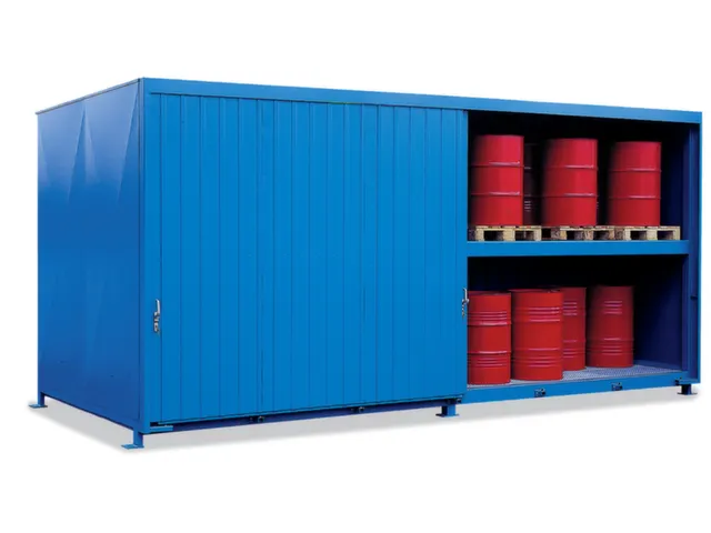 Stellingcontainer Gevaarlijke Stoffen Max. 80X200L Vaten Staand