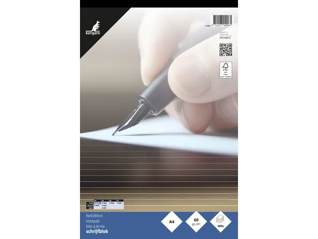 Schrijfblok Kangaro A4 lijn 60 grams 100 blad