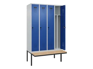 locker met bank,voor scheiding van kleding,HxBxD 2120x1200x815mm,4vak - 1