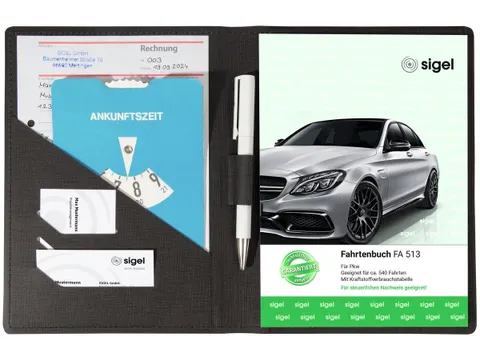 Schrijfmap Sigel A5 antraciet met penvak, insteekvak en blokhouder