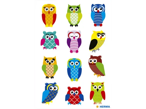 Sticker Etiket Herma 3224 Uilen Glitterfolie 12 stuks